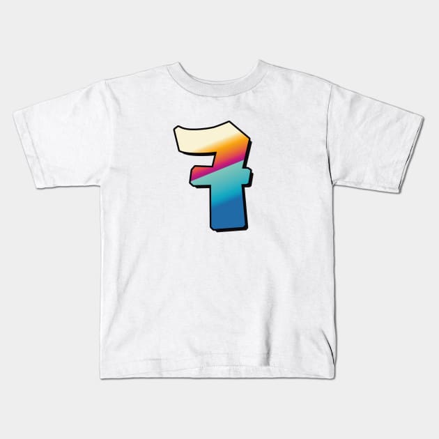 Number 7, Seven - beach colors Kids T-Shirt by Dmitri